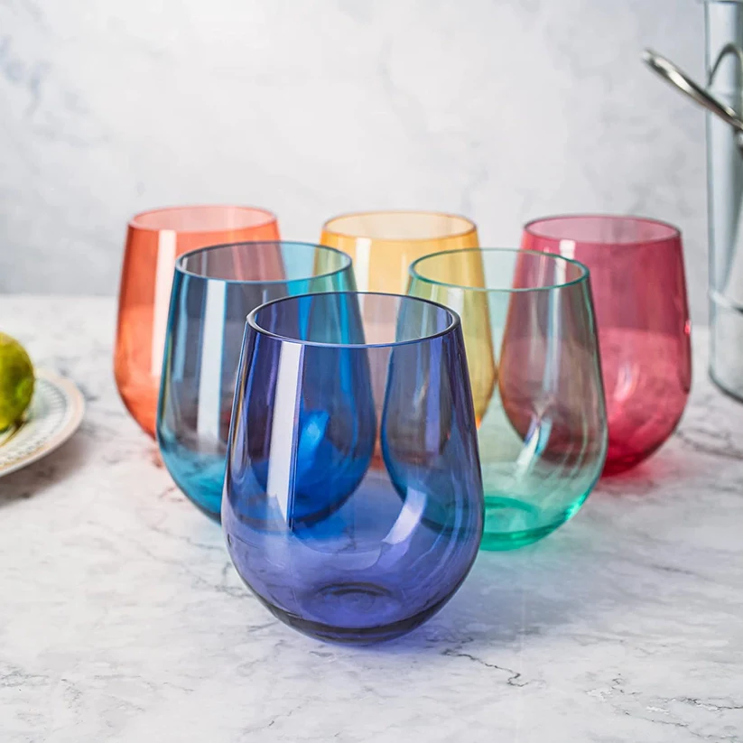 Acrylic Stemless Wine Glass Set