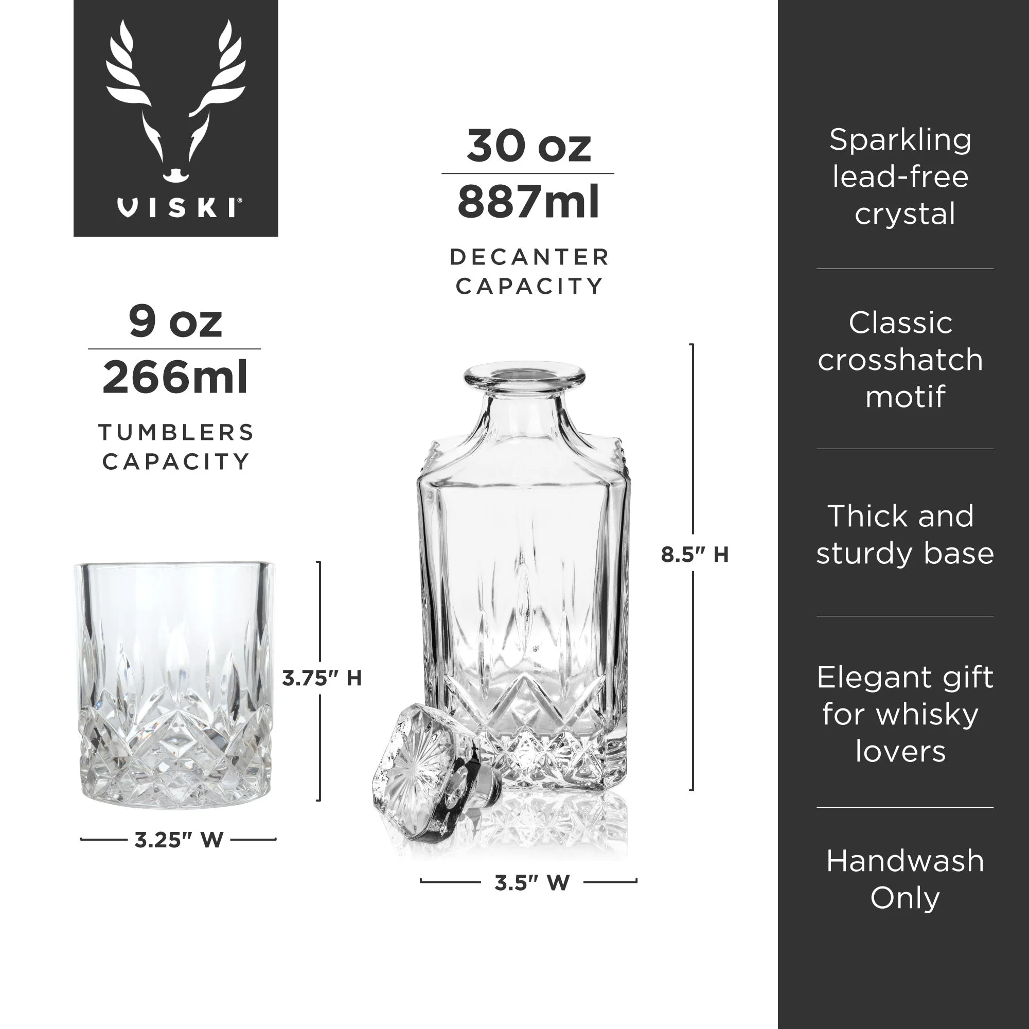 Admiral 3-Piece Decanter & Tumbler Set - Image 3