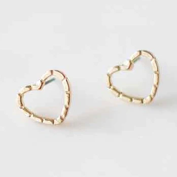 Amour Gold Heart Post Earrings