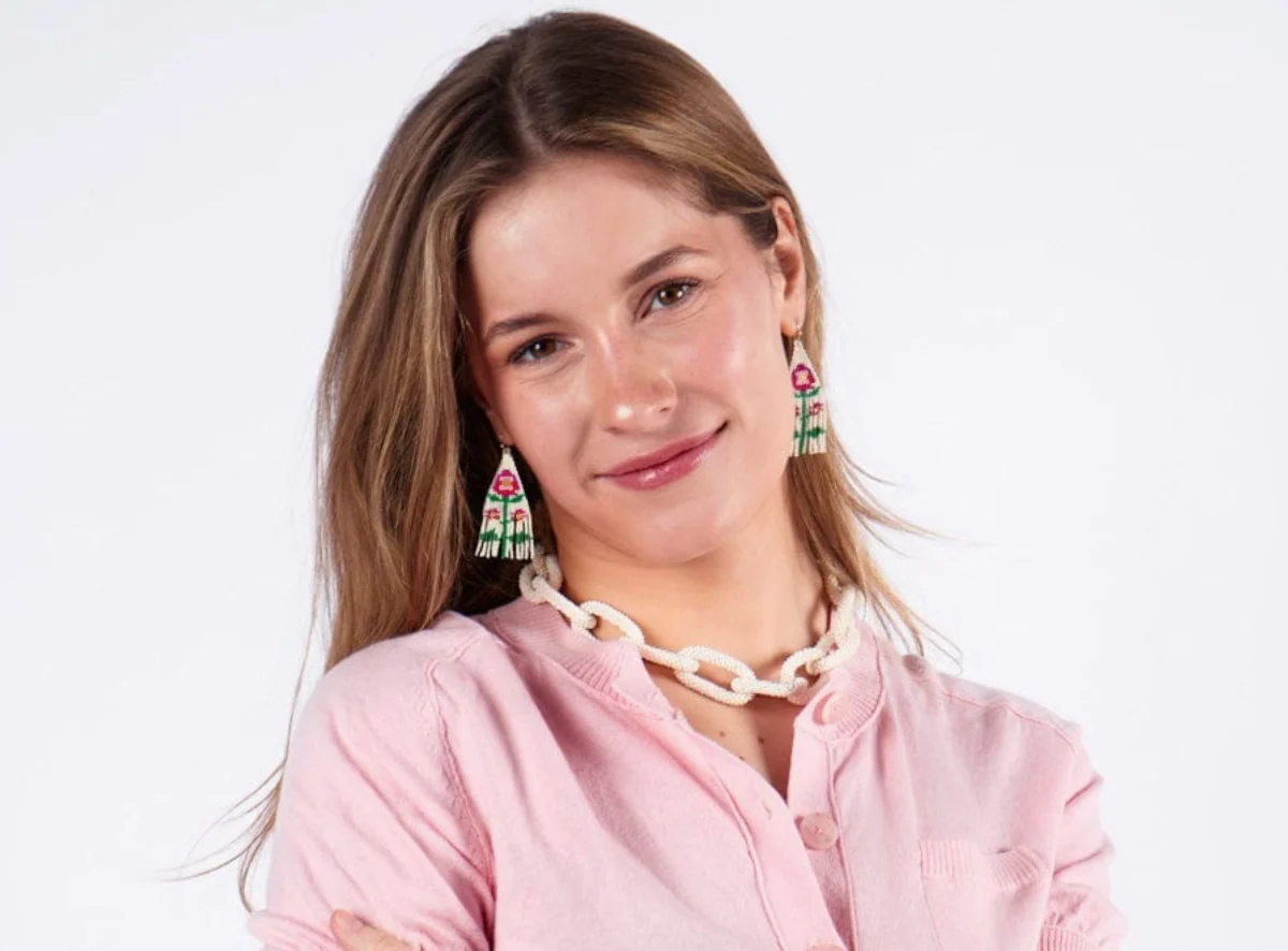 Audrey Small Earrings Poppy Flower Hot Pink - Image 2