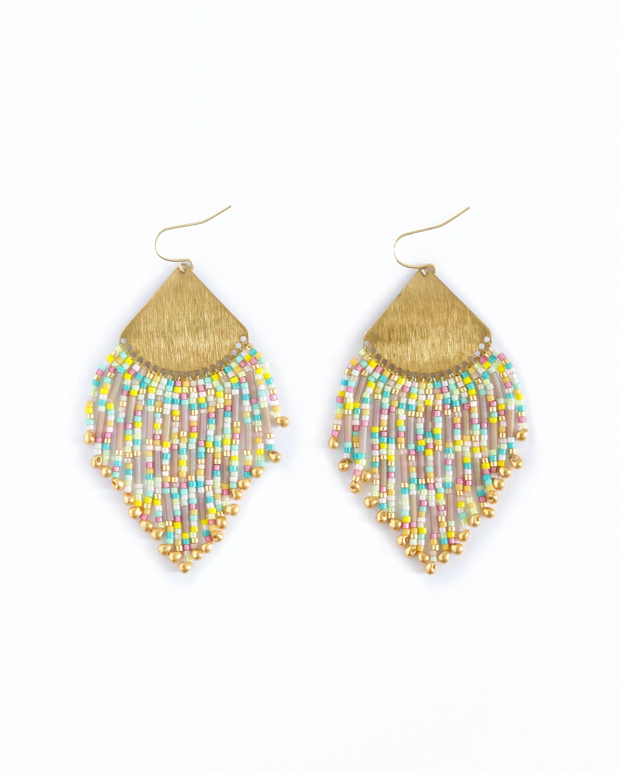 Yellow/Aqua - Confetti Fringe Earrings