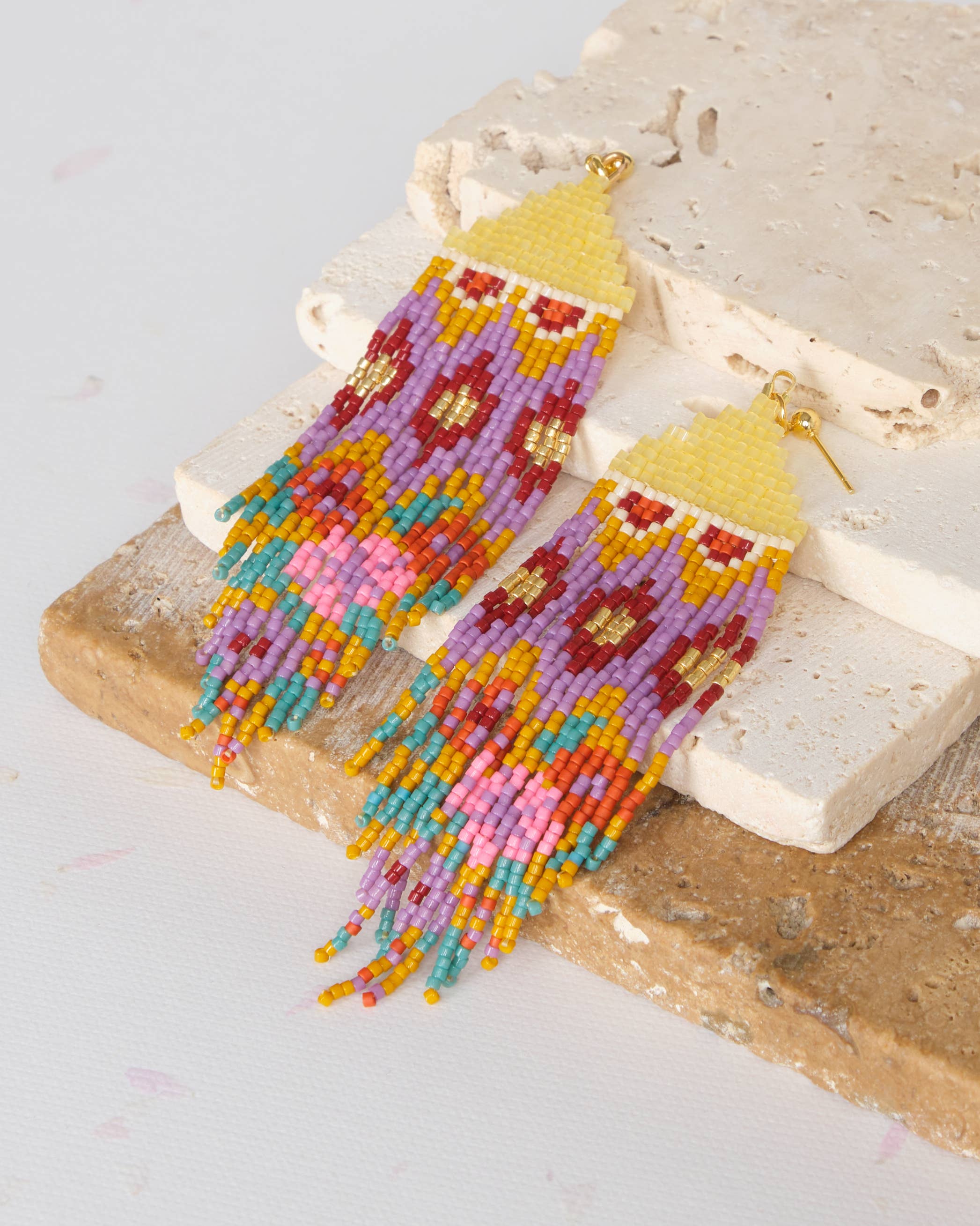 Huipil Fringe Earrings - Warmed Earth - Image 2