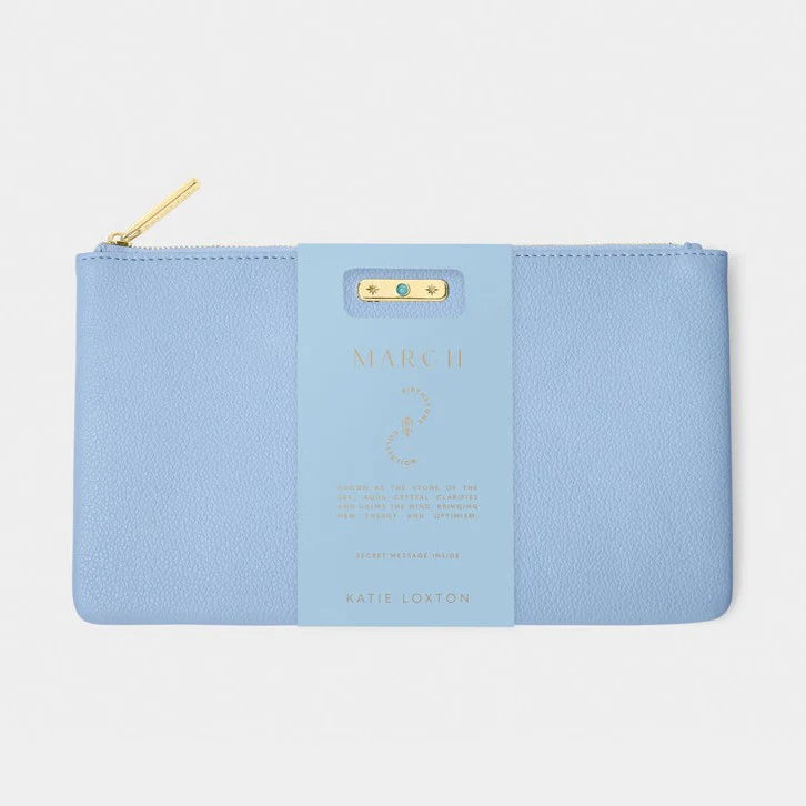 Birthstone Pouch - March - Aqua Blue