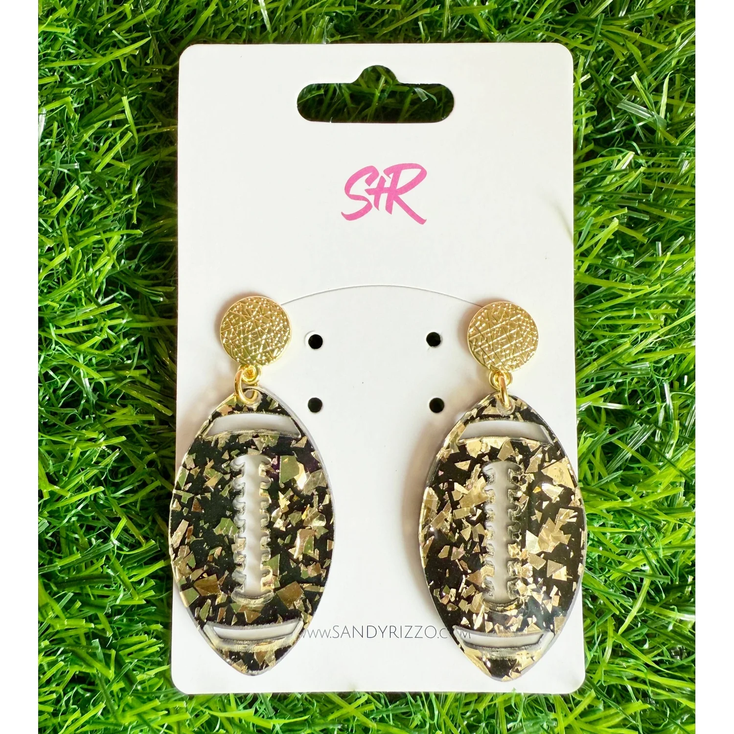Black and Gold Confetti Football