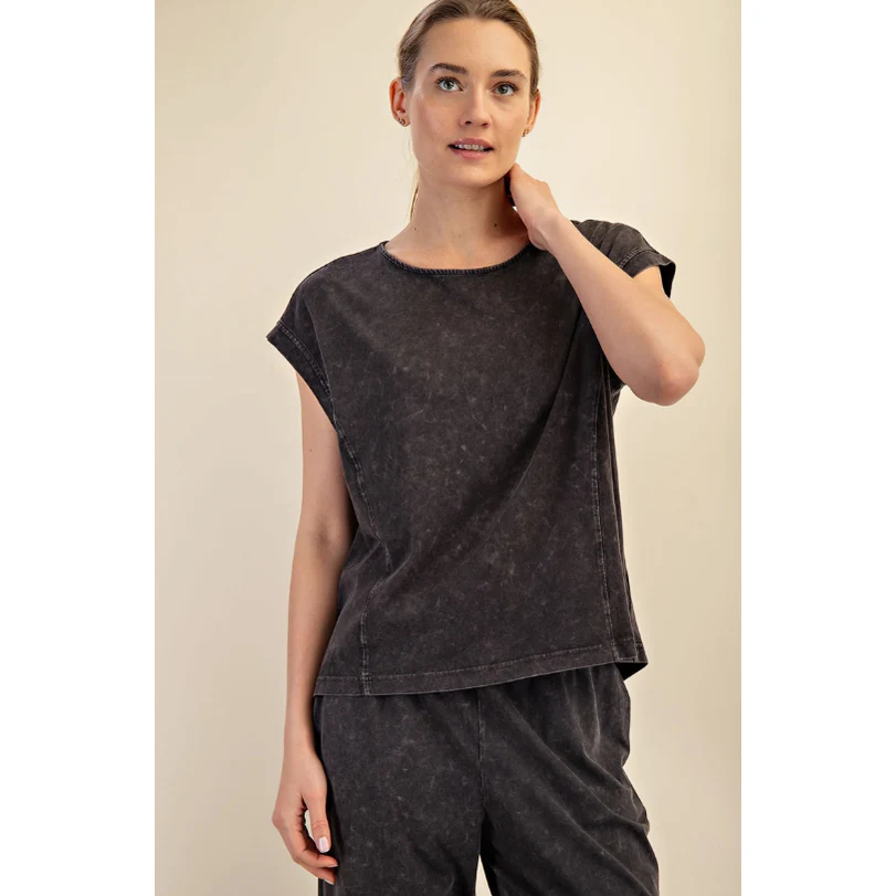 Black Mineral Washed Top (FINAL SALE)