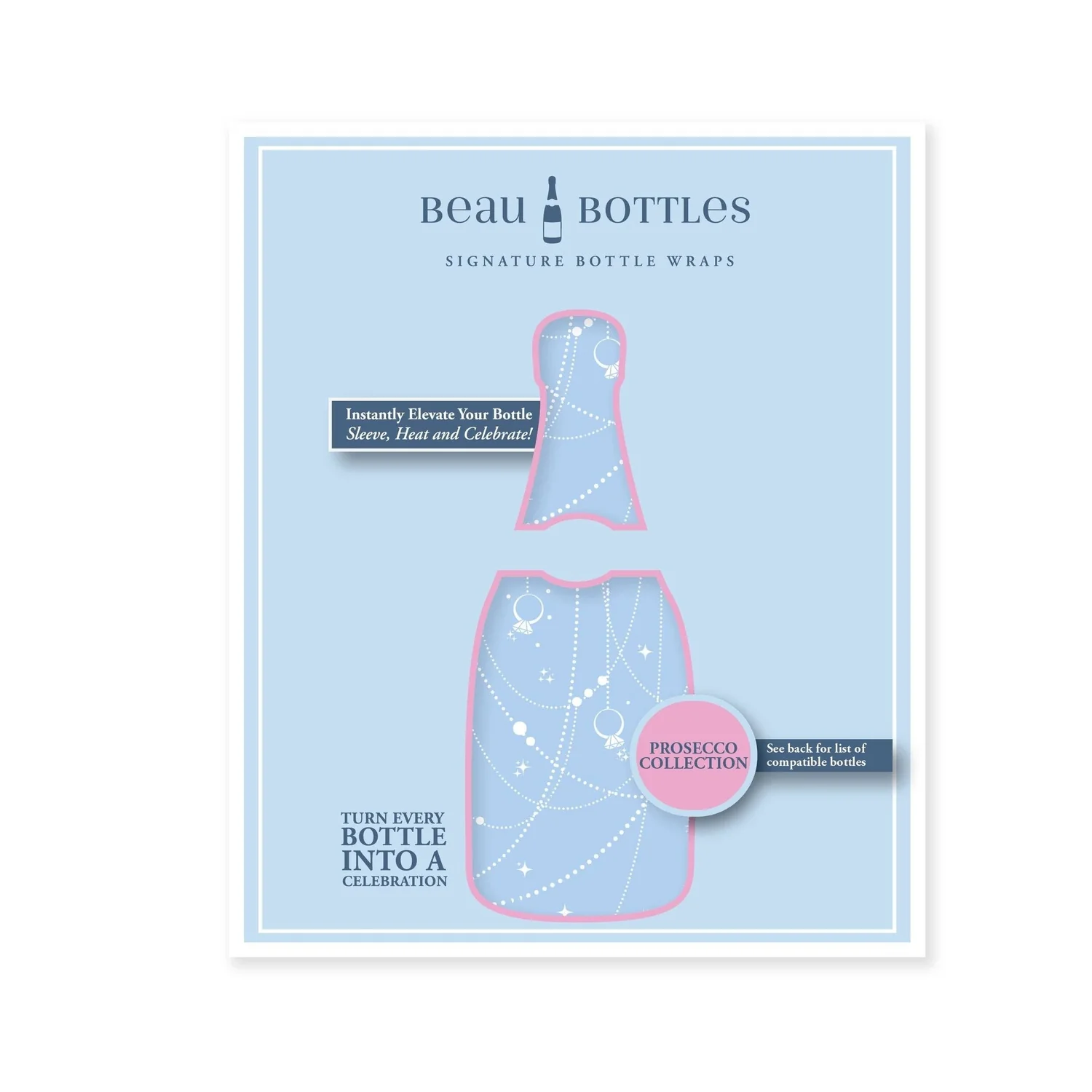 Blue Pearls and Prosecco Bottle Wrap - Prosecco Collection