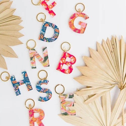 Bold Pattern Initial Keychain (FINAL SALE) - Image 2