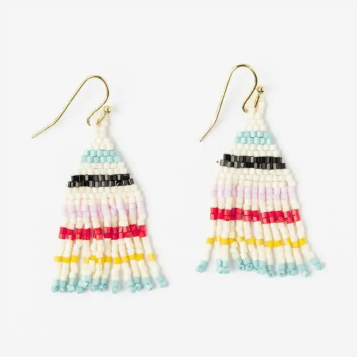 Cassie Mini Stripe Fringe Earrings Light Blue Lemon