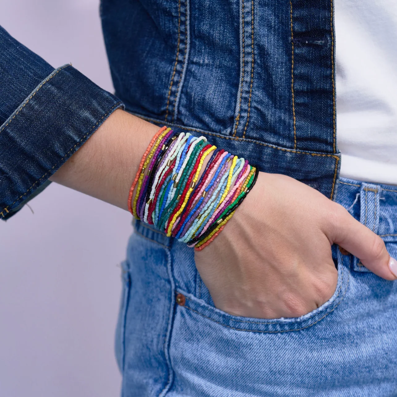 Chelsea Luxe Beaded Stretch Bracelet Set Multicolor - Image 2