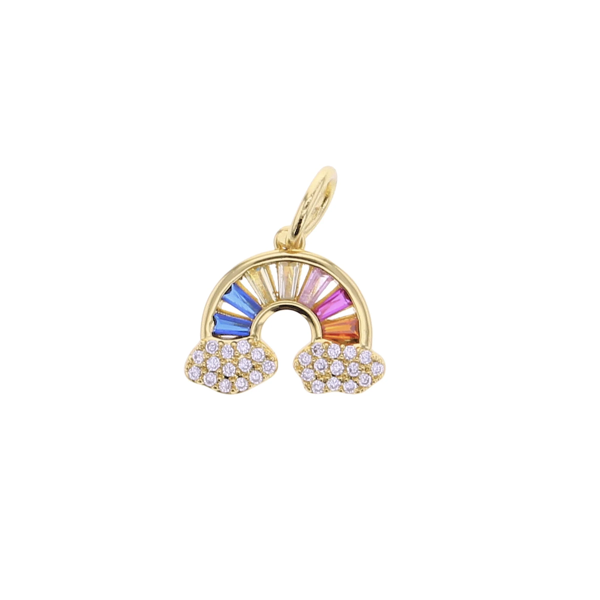 Colorful CZ Rainbow with Clouds Charm
