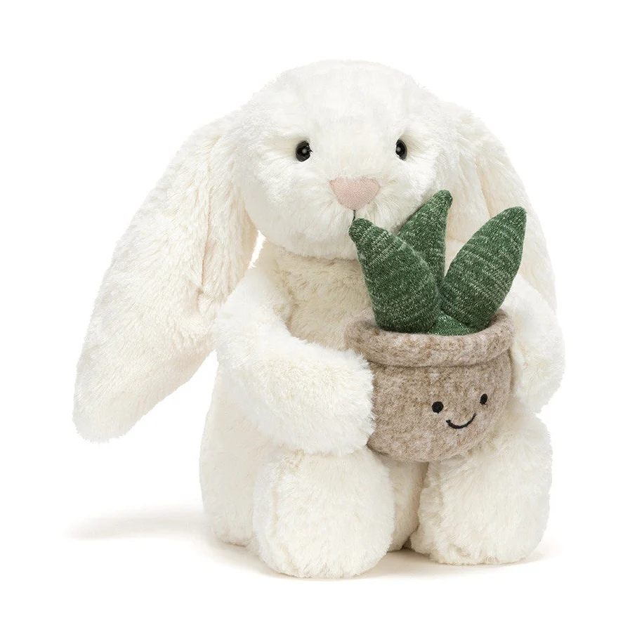 Cream Bunny with Plant
