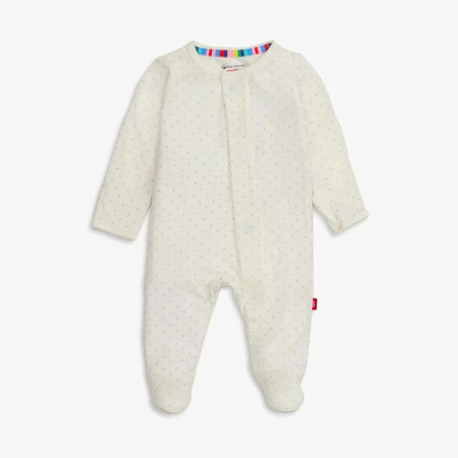 Cream Pin Dot Footie