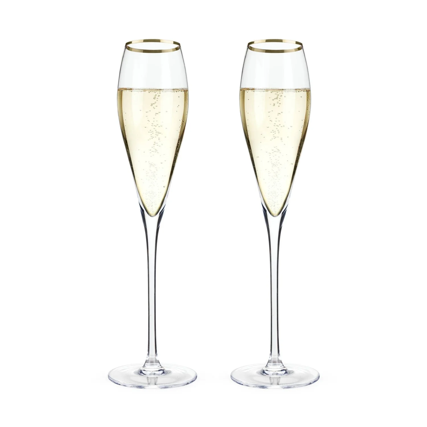 Crystal Gold-Rimmed Champagne Flutes