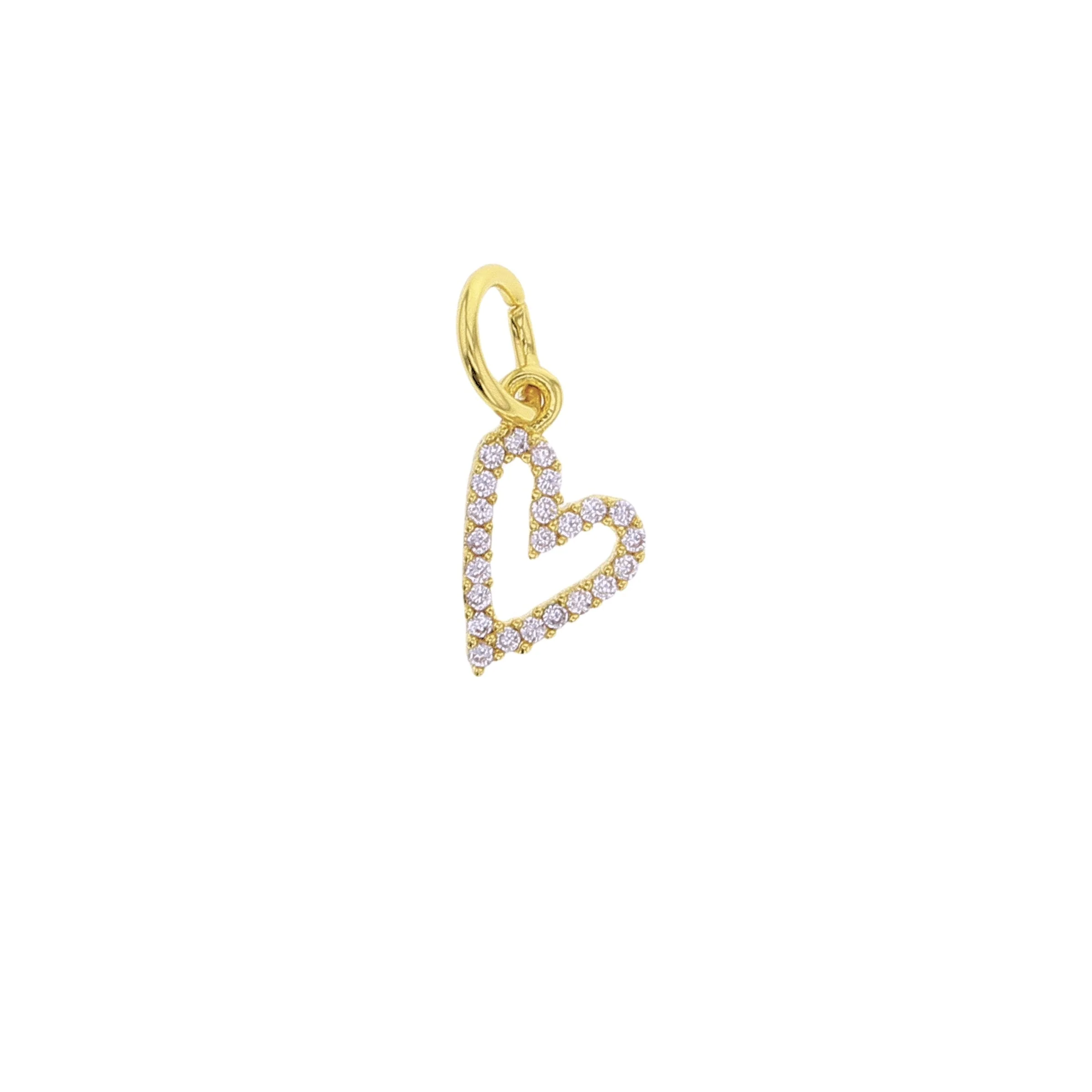 CZ Heart Outline Charm