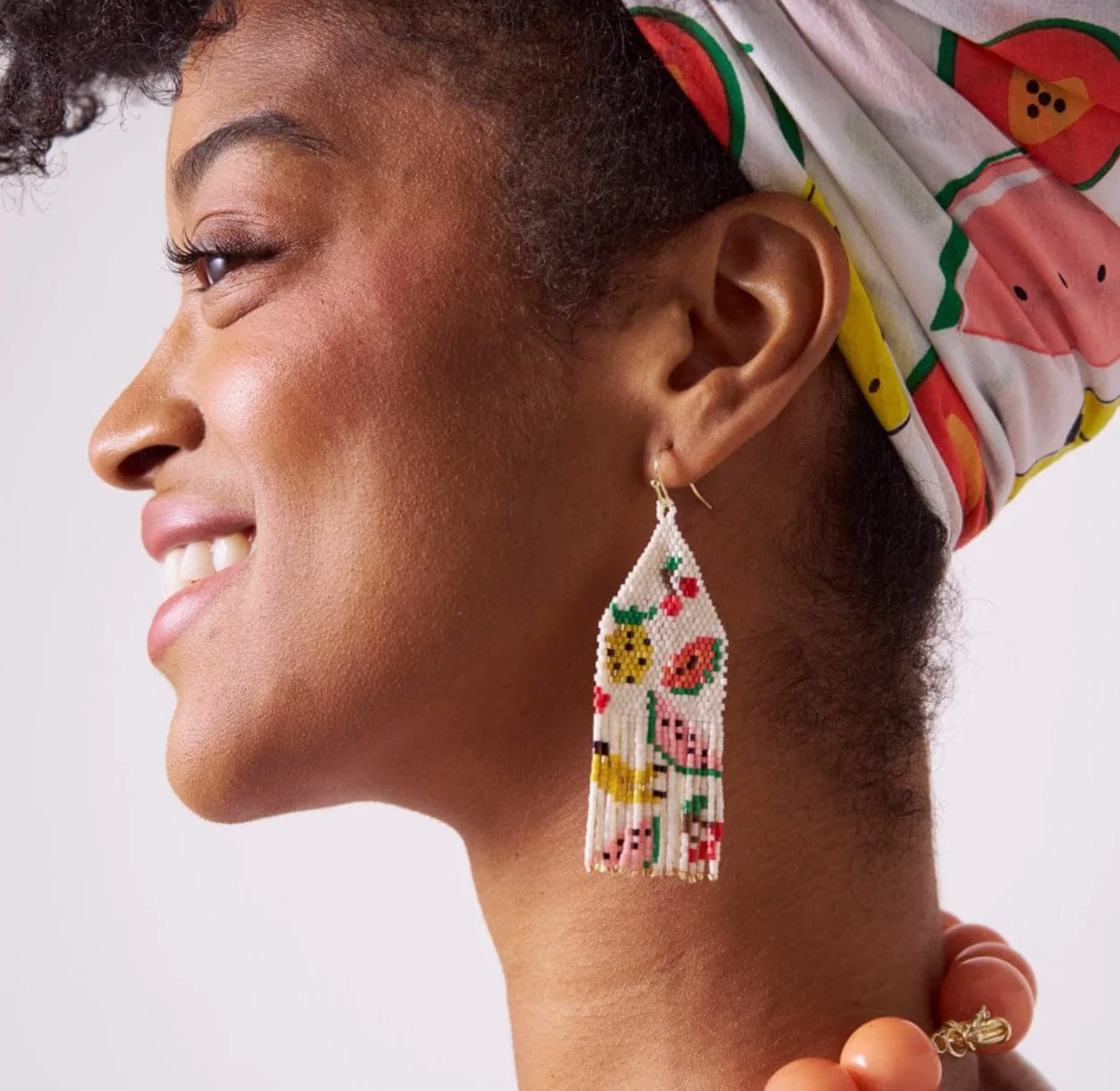 Delilah Fruit Beaded Fringe Earrings Multi - Image 2