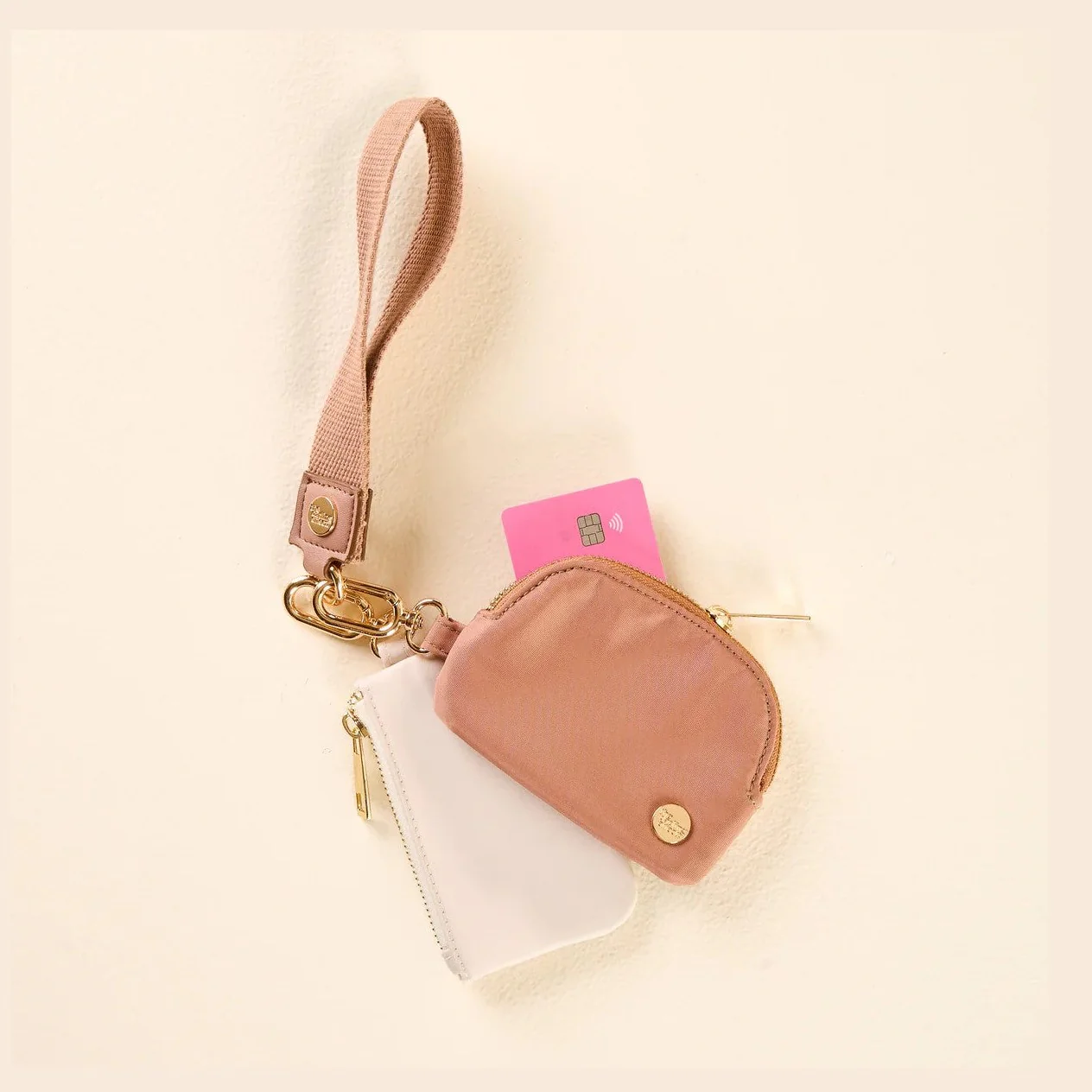 Duo Pouch Wristlet- Beige