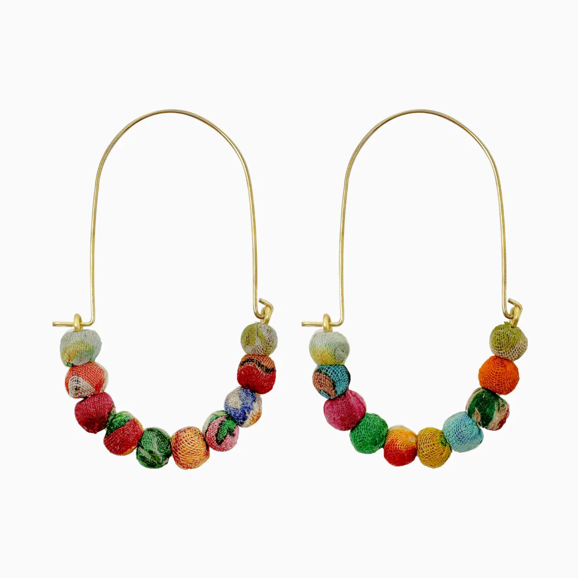 Elongated Kantha Wire Hoops