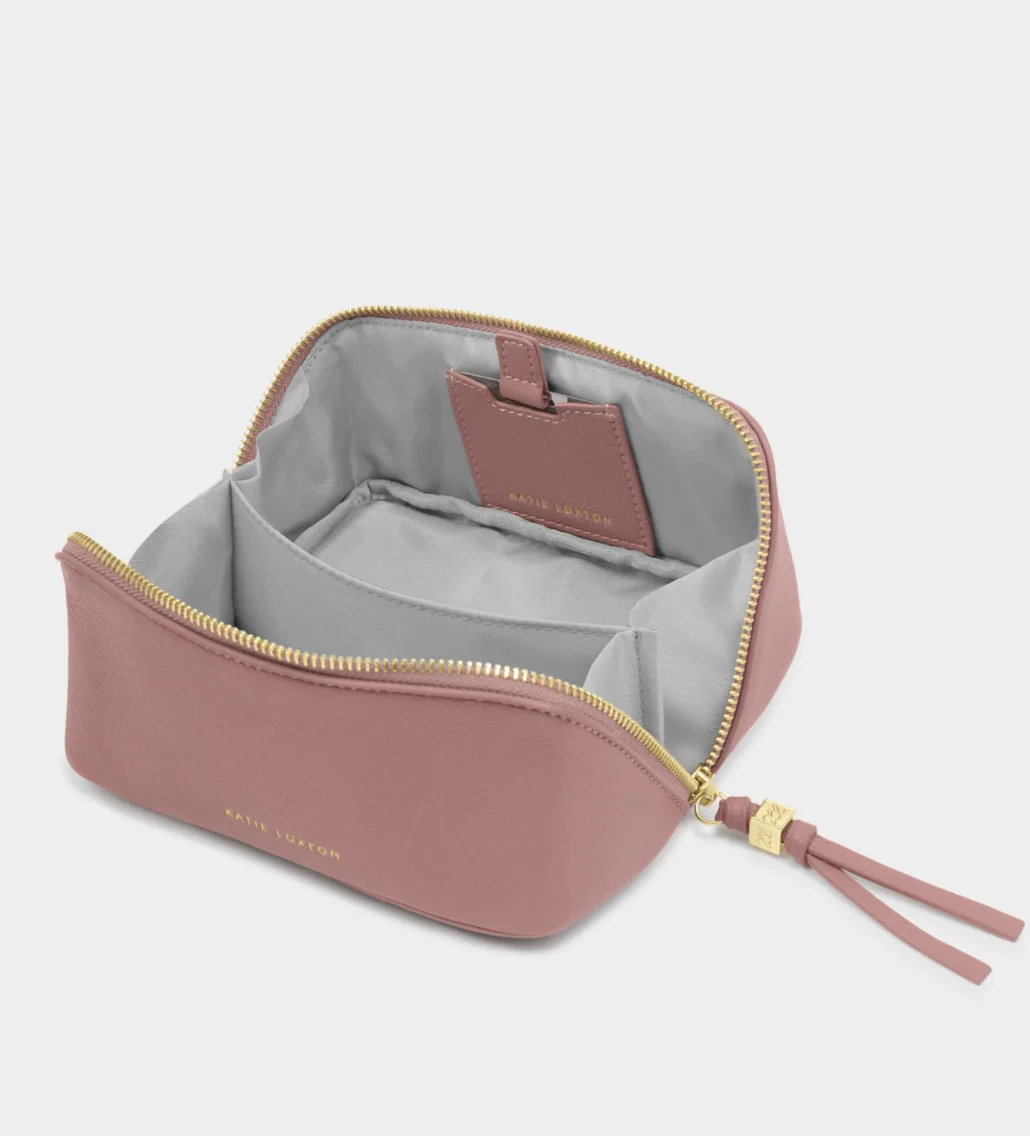 Fold- Out Mirror Make Up Bag - Deep Rose - Image 2