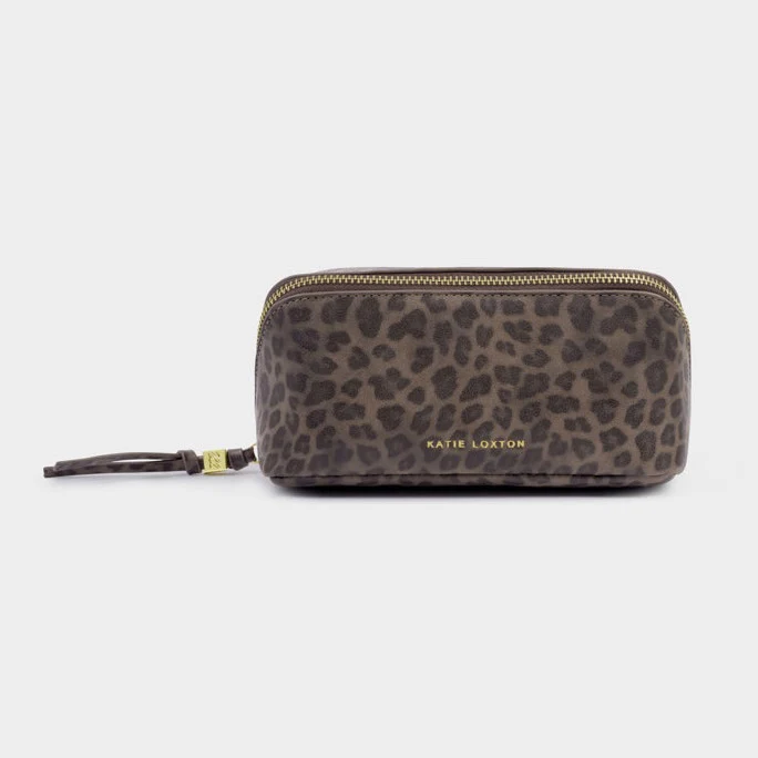 Fold- Out Mirror Make Up Bag - Leopard