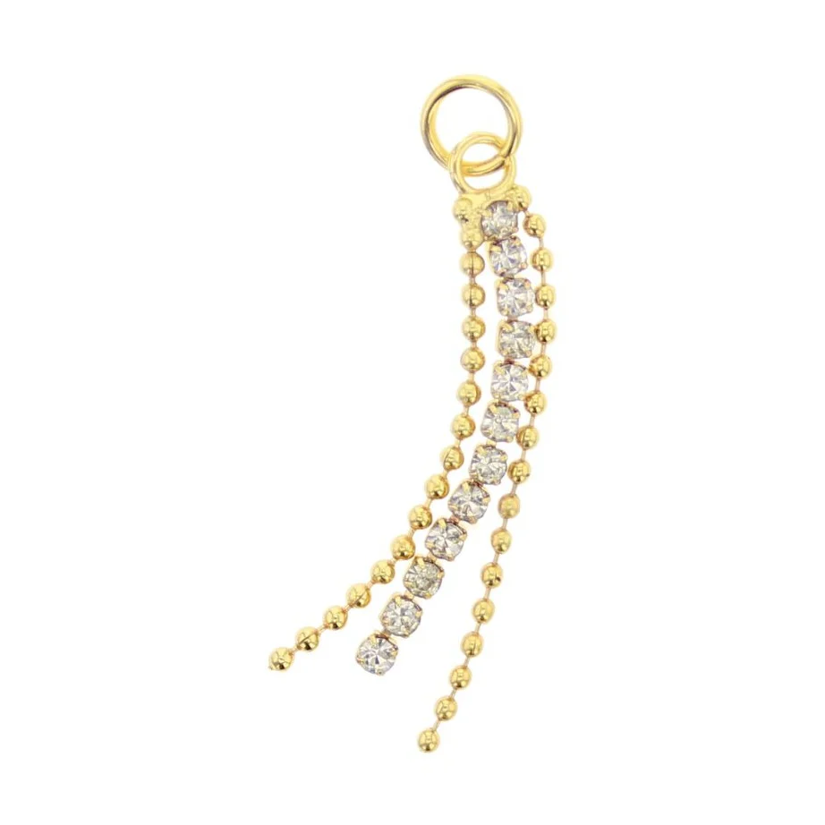 Gold 3 Chain CZ Charm