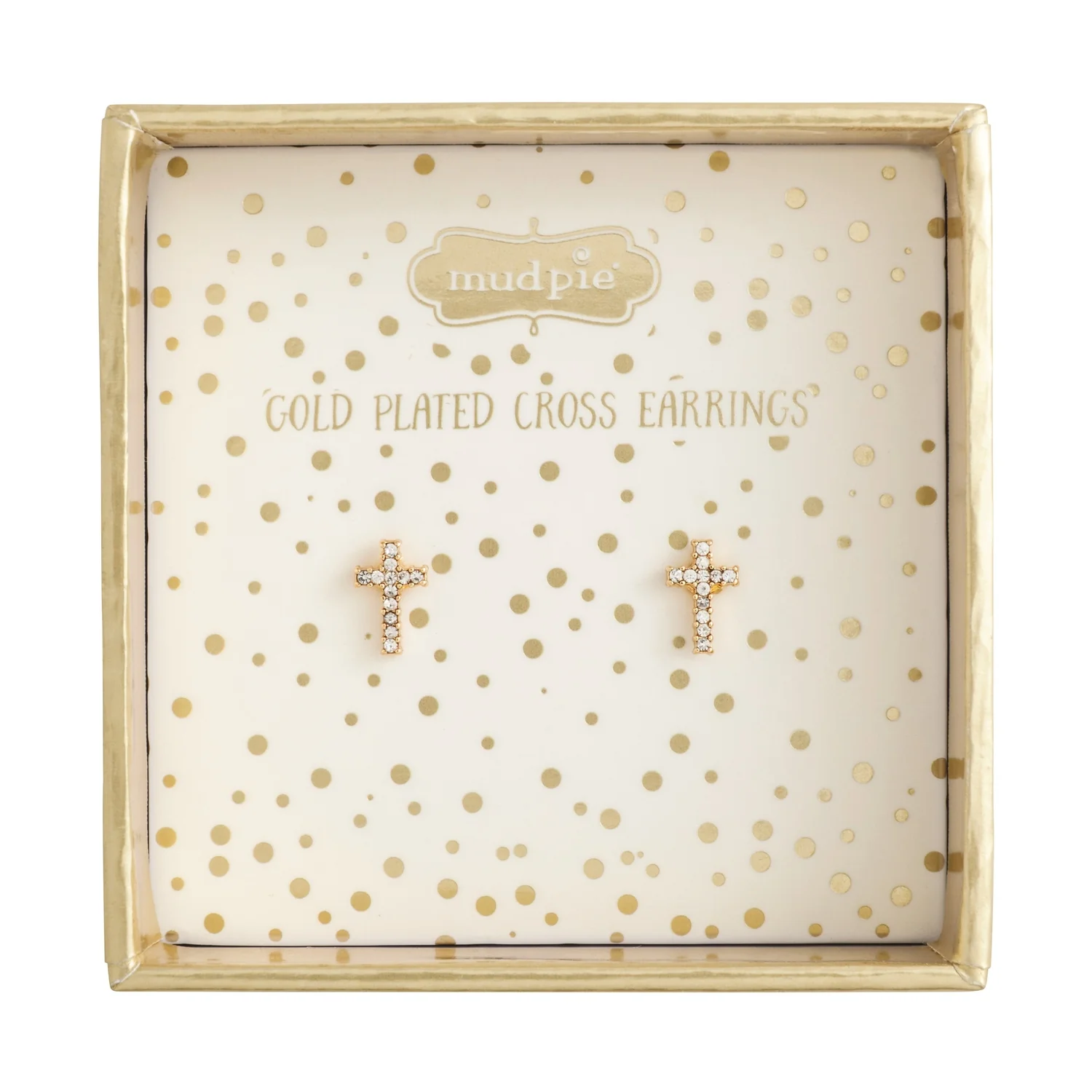 Gold Cross Stud Earrings