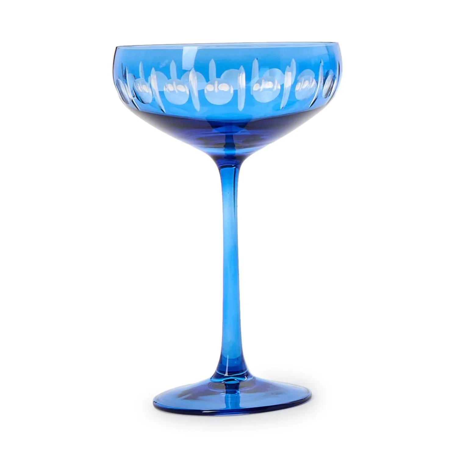 Sparkling Cut Coupe Glass - Blue