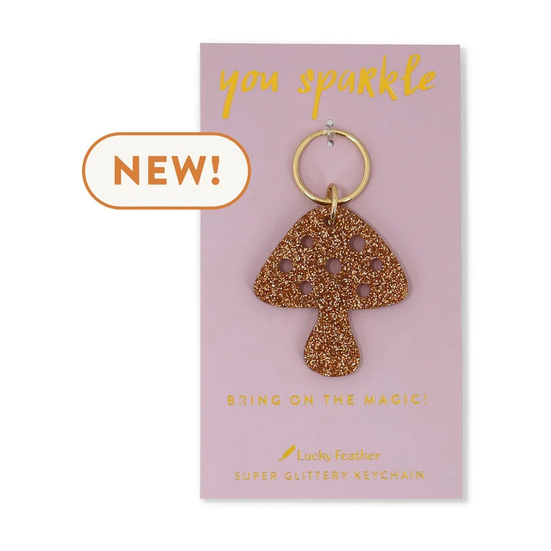 Gold Glitter Keychain - Mushroom (FINAL SALE)