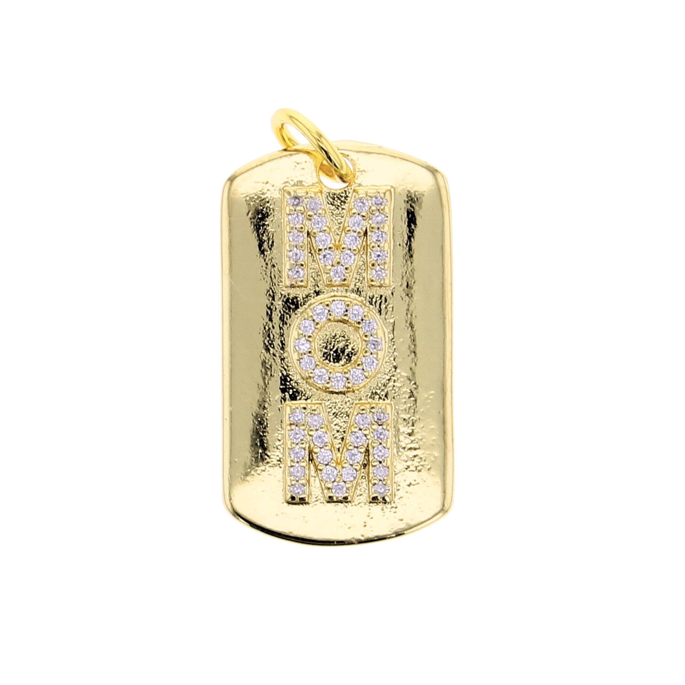 Gold MOM Dog Tag Charm
