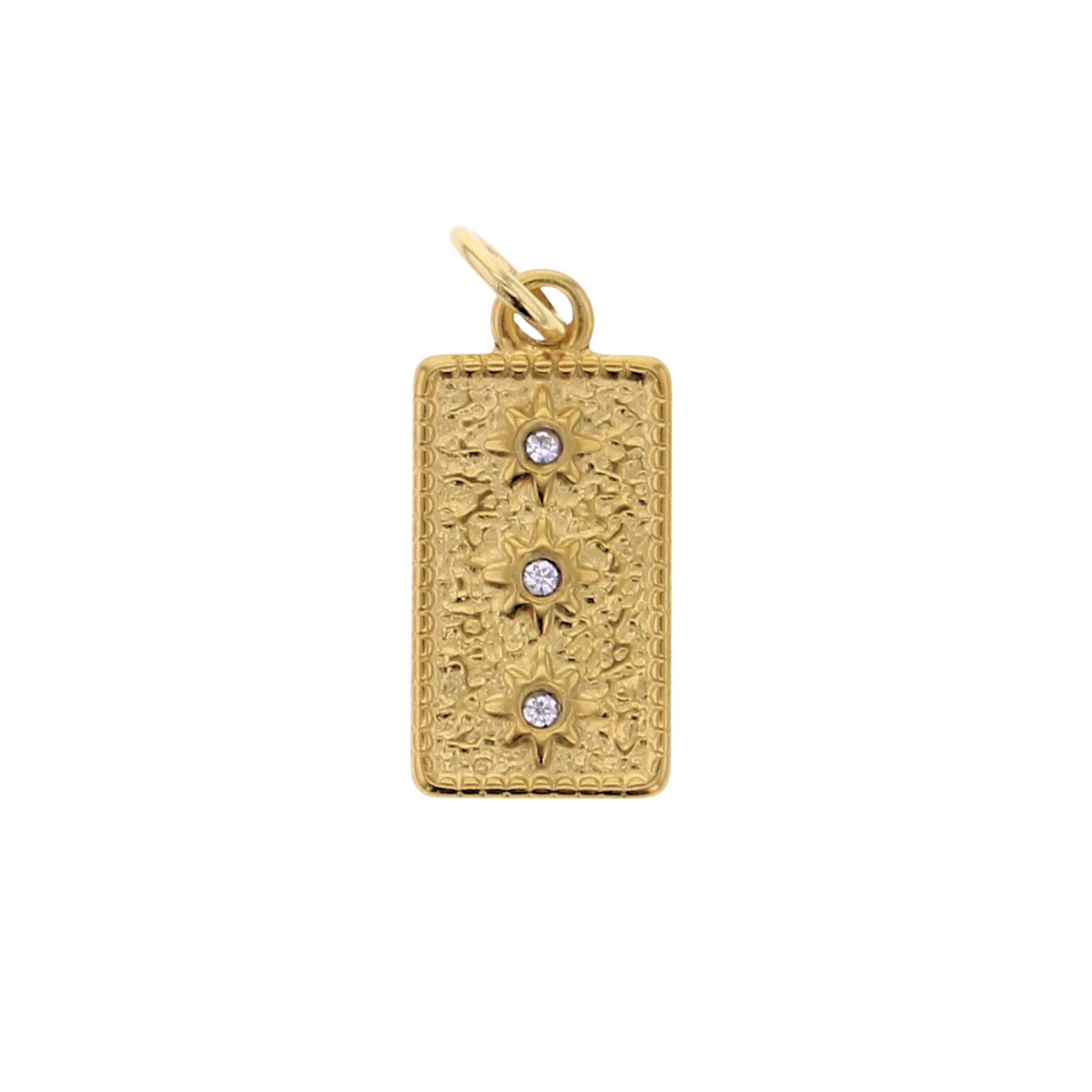 Gold Rectangle with 3 CZ Charm