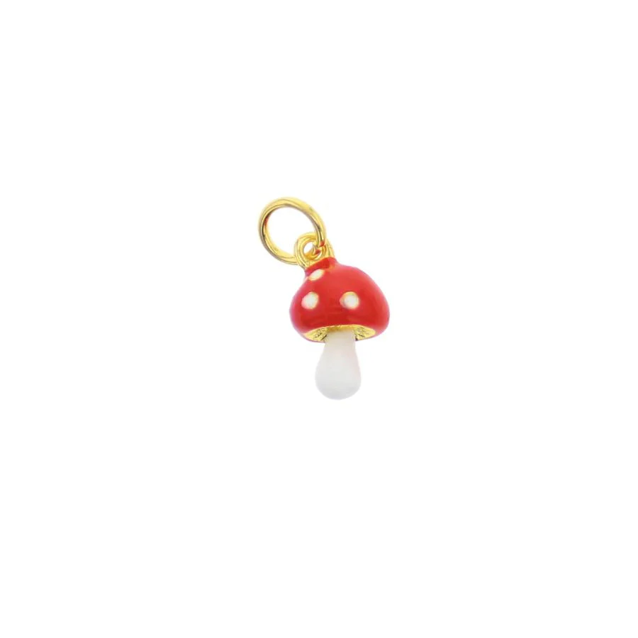 Gold Red Mushroom Charm