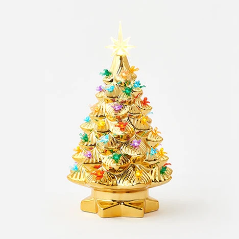 Gold Tree with Bird Lights