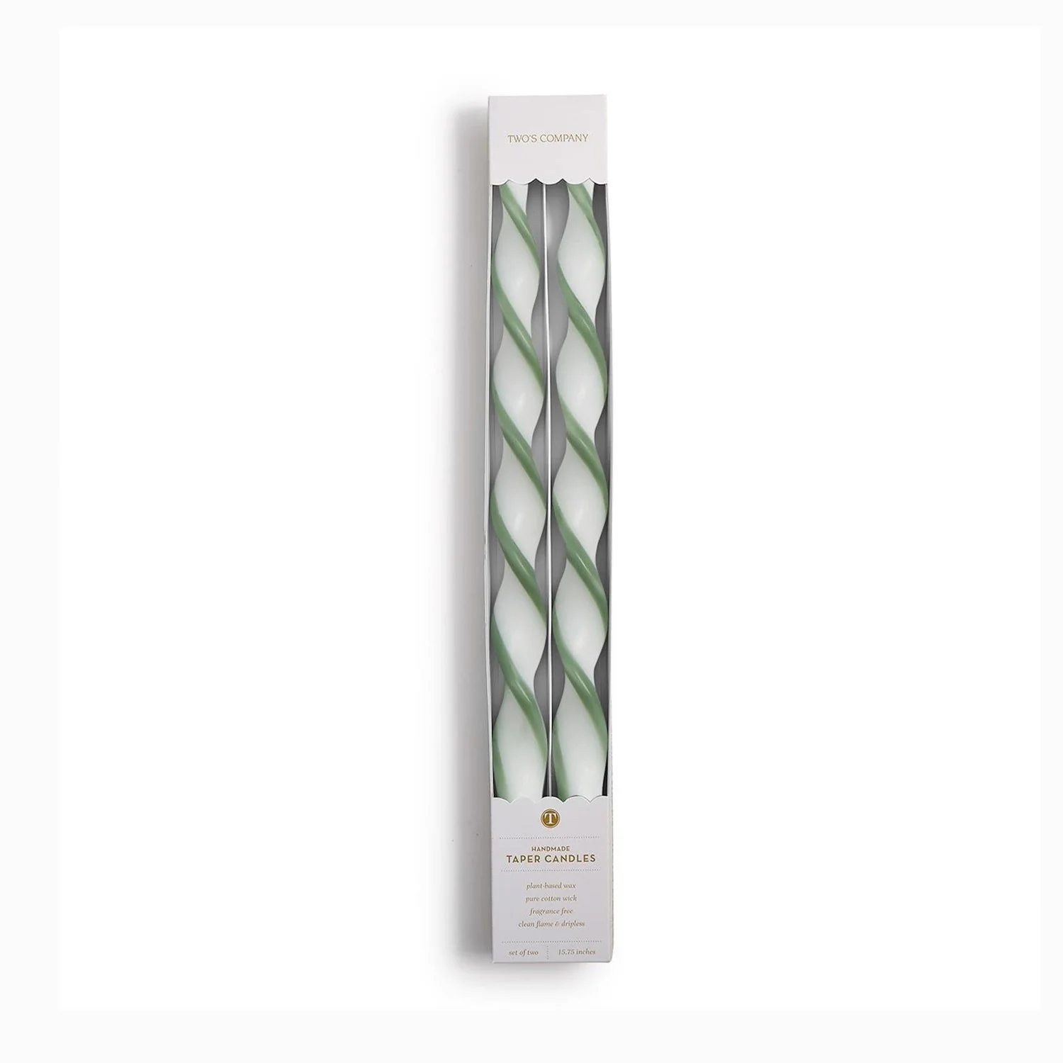 Green Twist and Glow Set of 2 Taper Candles