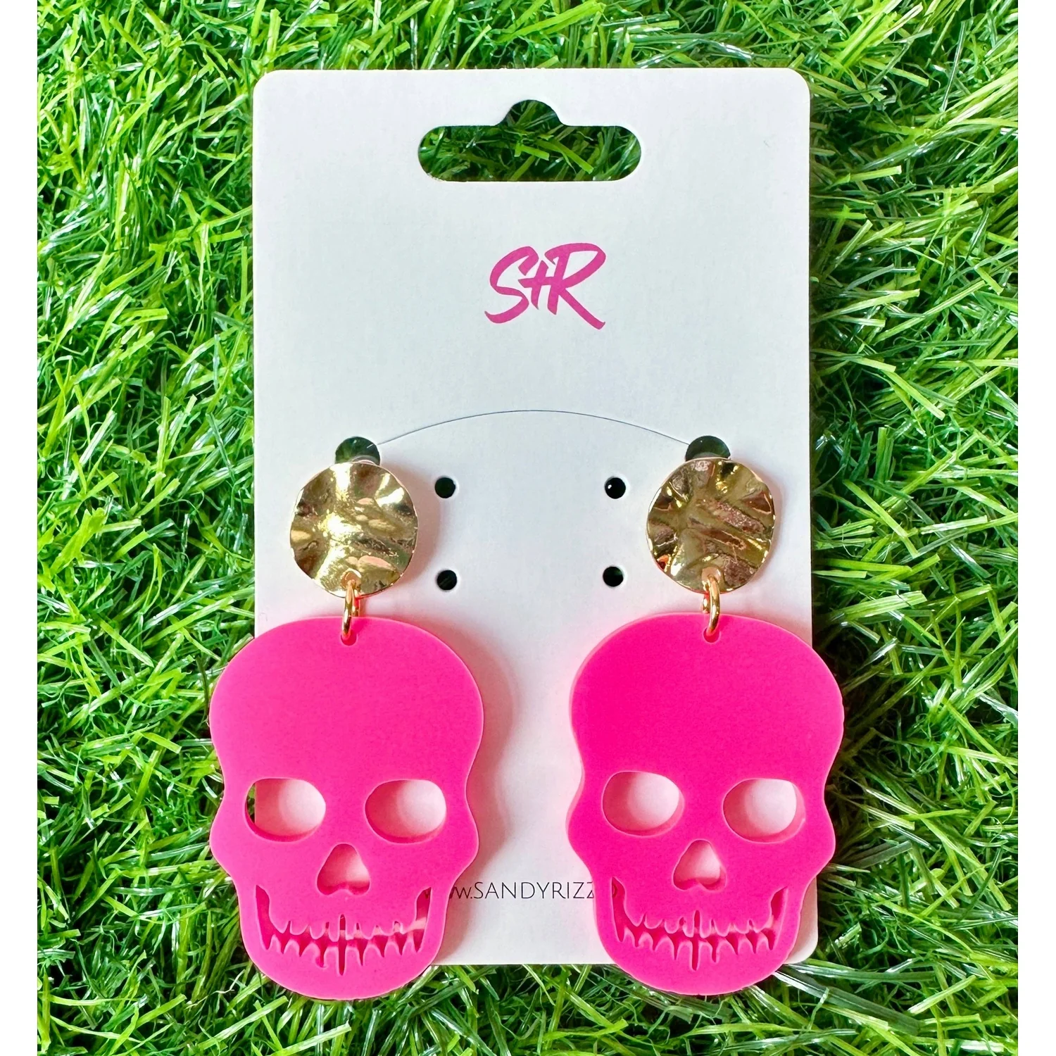 Hot Pink Acrylic Skull Earring