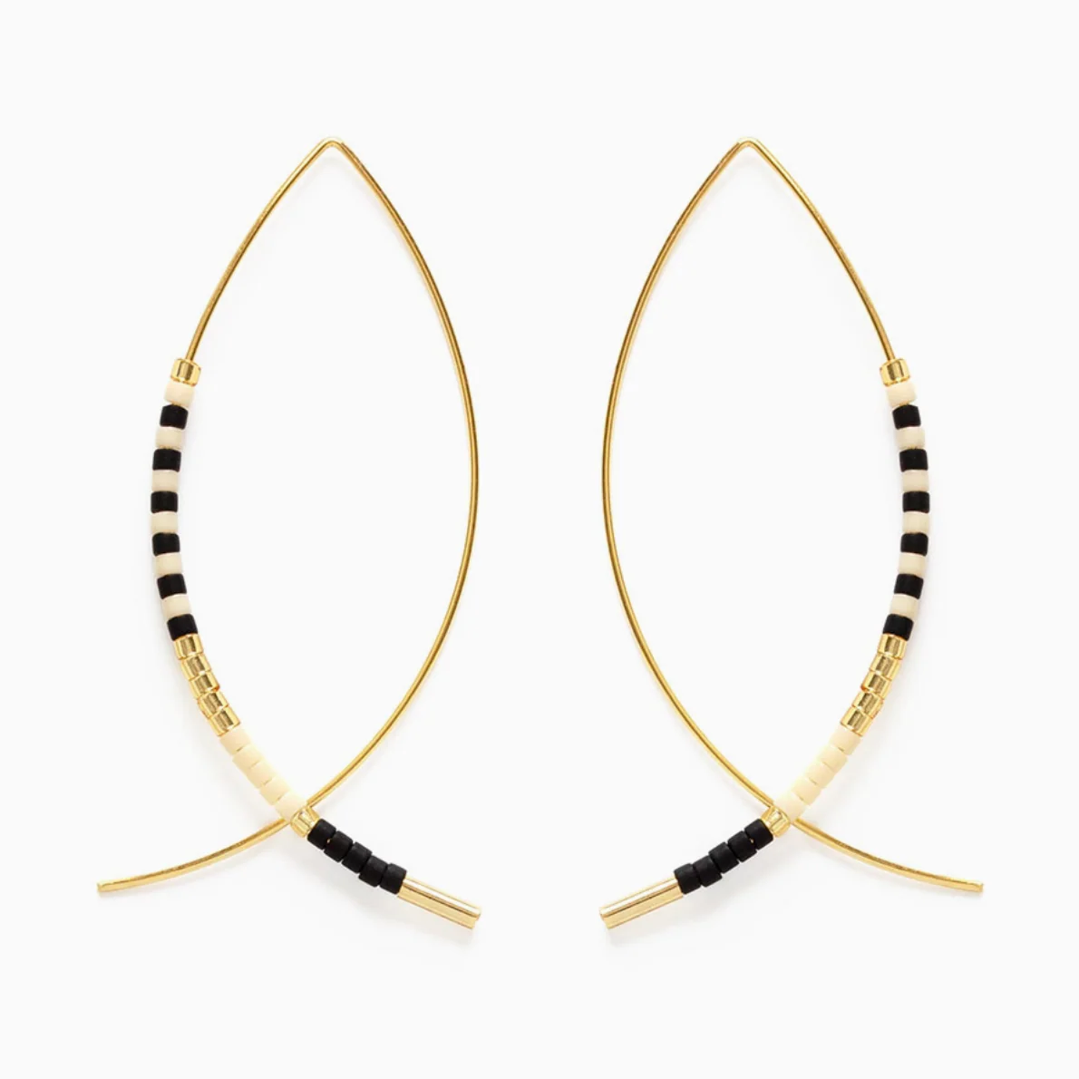 Japanese Marquise Threaders Black & Bone