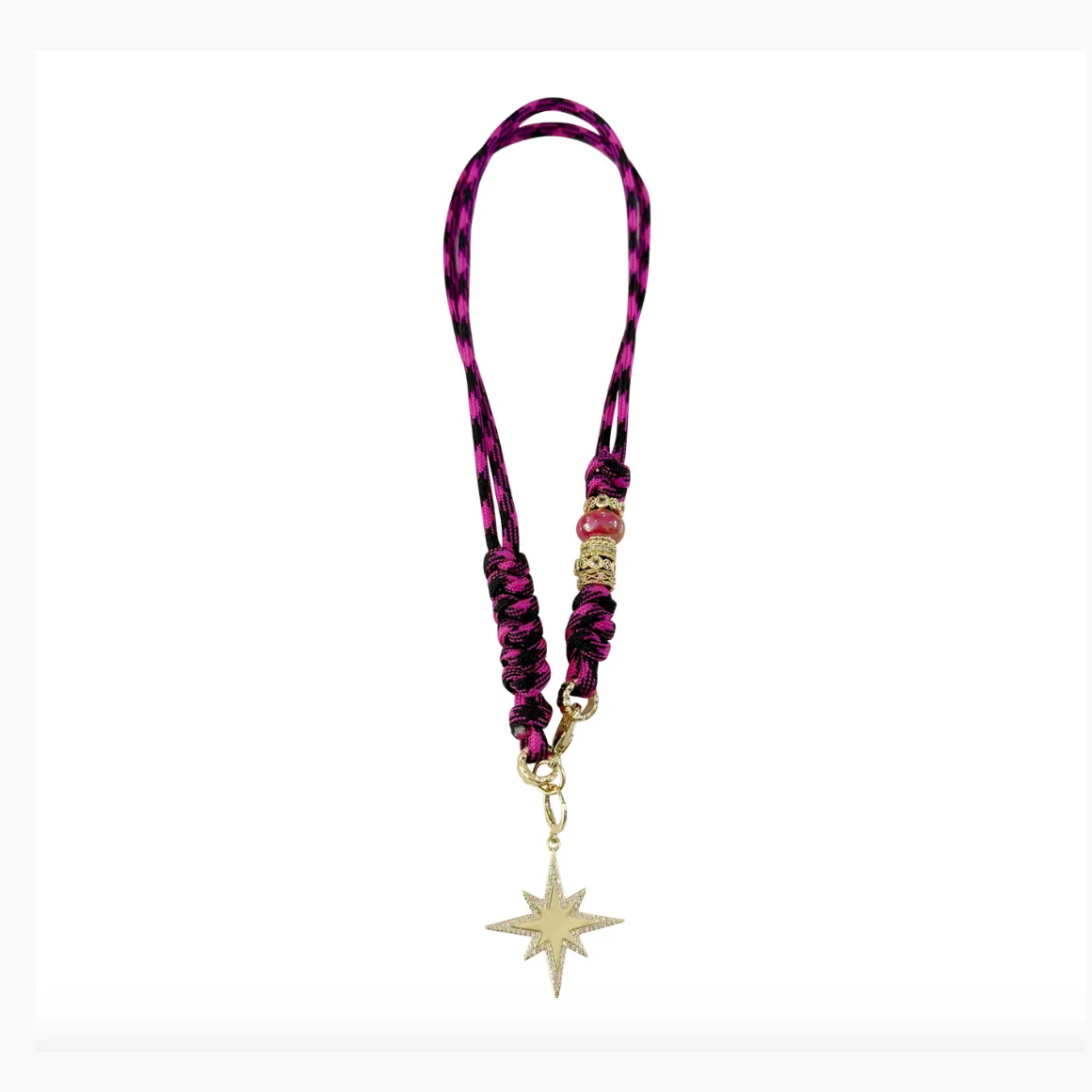 Johnny Dark Pink Rope Necklace with Polaris Star Charm