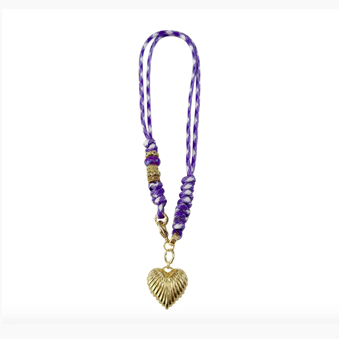 Johnny Light Purple Rope Necklace with Scallop Heart Charm