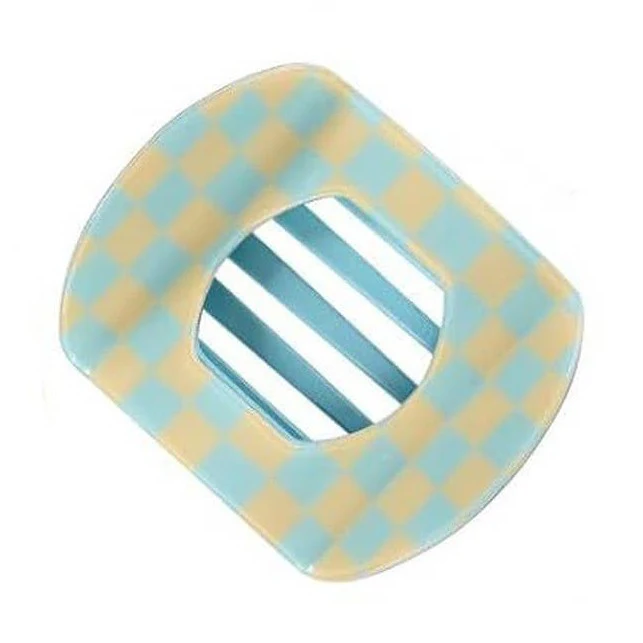 Mint Checkered Jumbo Lay Flat Oval Hair Claw Clip