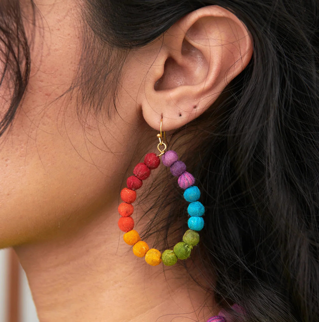 Kantha Prism Teardrop Earrings - Image 2