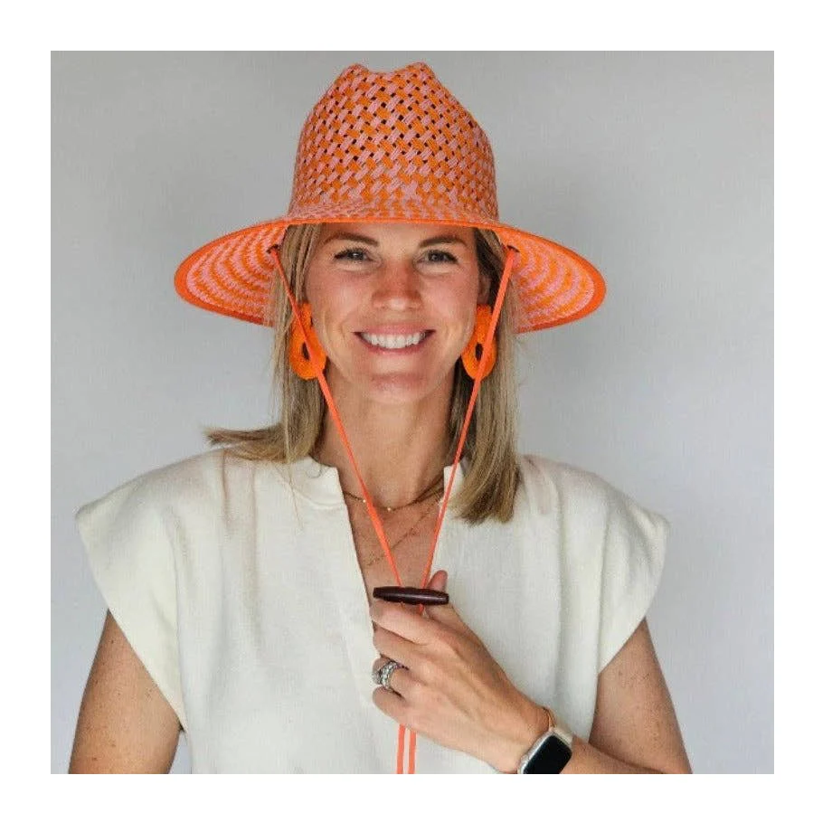 Lifeguard Sun Hat - Orange/ Pink