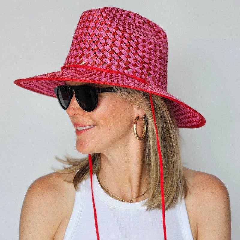 Lifeguard Sun Hat - Pink/ Red