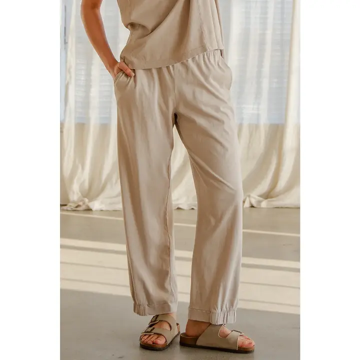 Lt Taupe Mineral Washed Pants (FINAL SALE)