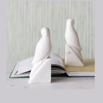 Marble Parrot Bookends (Set of 2)