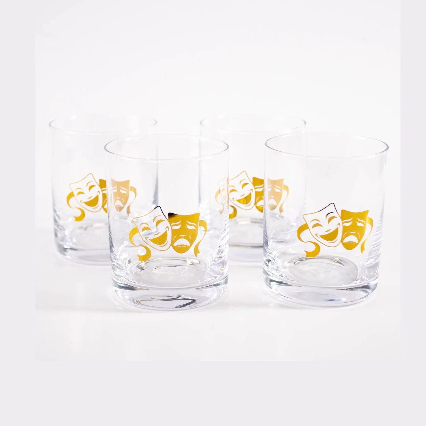 Mardi Gras Mask Rocks Glass (Sold Individually)