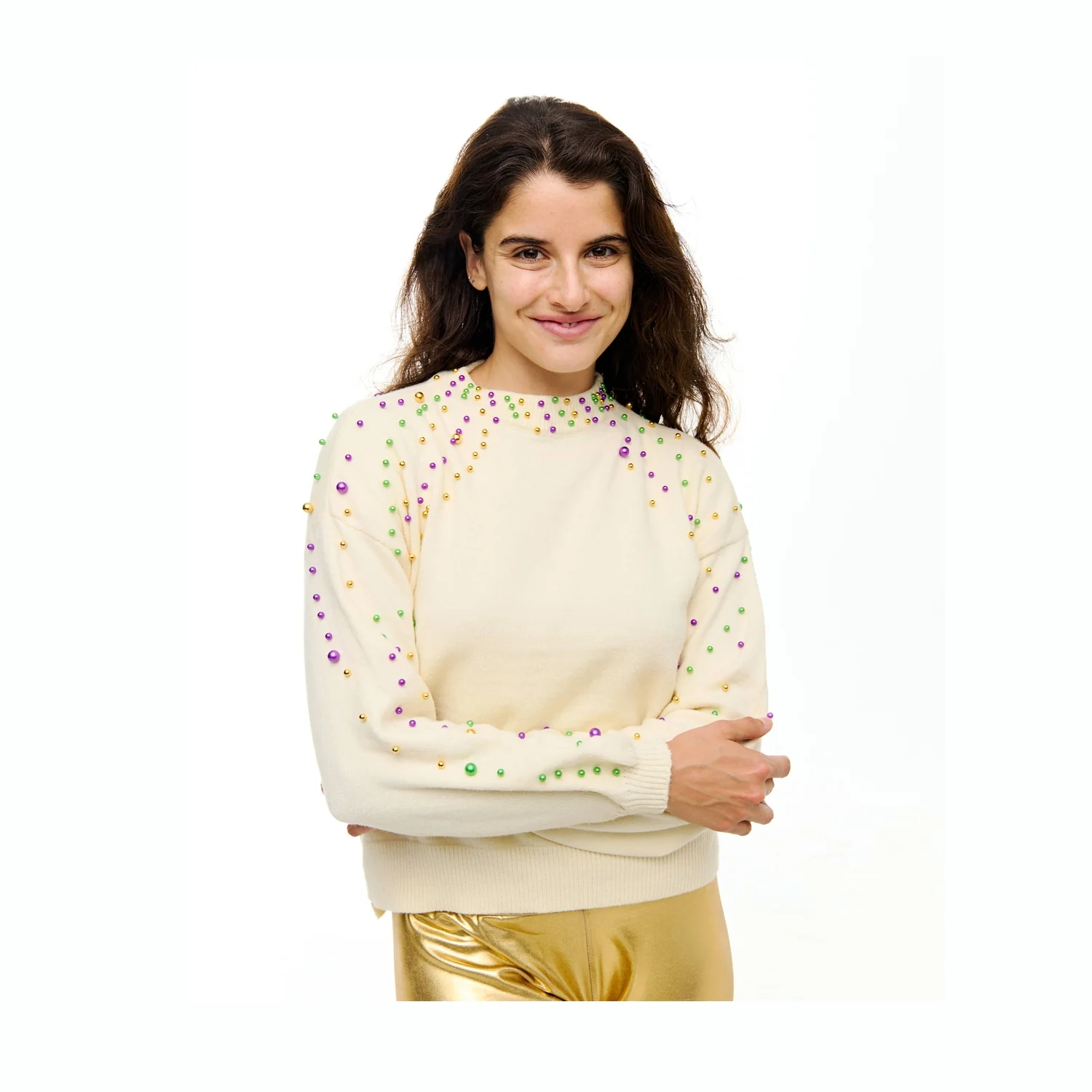 Mardi Gras Pearl Sweater