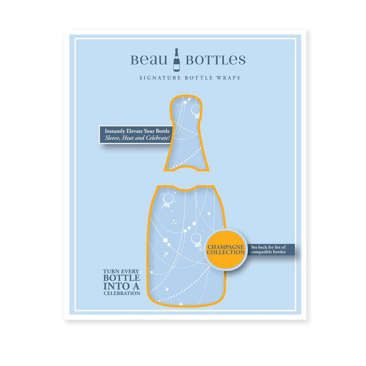 Blue Pearls and Prosecco Bottle Wrap - Champagne Collection