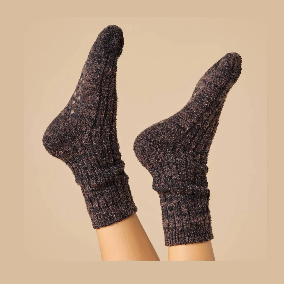 Marshmallow Crew Socks- Dk Espresso