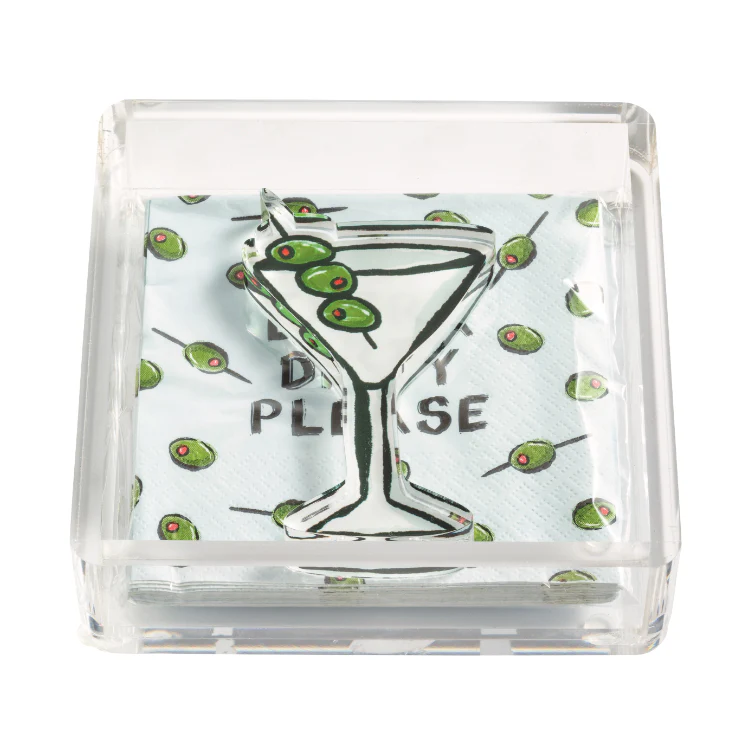 Martini Acrylic Napkin Caddy & Weight Set