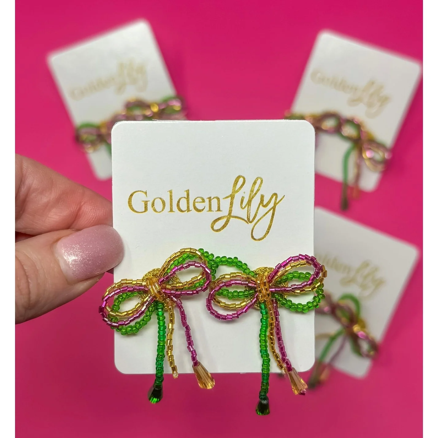 MG Mini Bead Bow Earrings