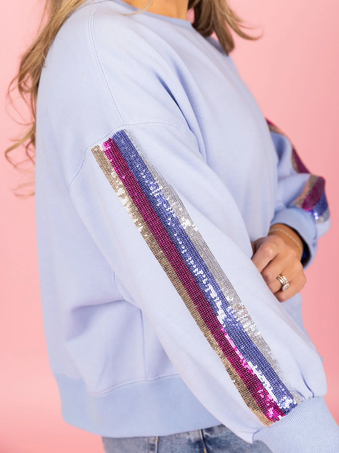 Millie Blue Sequin Stripe (FINAL SALE) - Image 2
