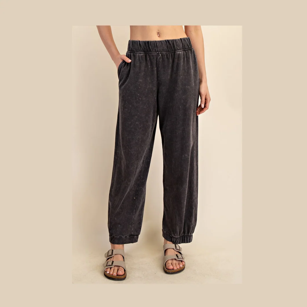 Black Mineral Washed Pants (FINAL SALE)